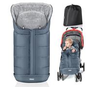 Orzbow Saco Silla Paseo Universal Invierno, Saco Carro Bebe Invierno con Pile Coral, Impermeable, Tira Reflectante, Partículas Antideslizantes y Cremallera, Lavabile in Lavatrice, Gris