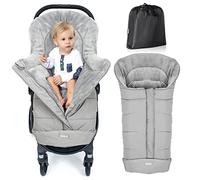 Orzbow Saco Silla Paseo Universal Invierno, Saco Carro Bebe Invierno con Pile Coral, Impermeable, Tira Reflectante y Cremallera, Lavabile in Lavatrice, Gris Claro