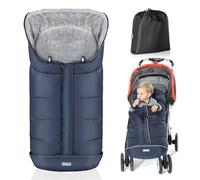 Orzbow Saco Silla Paseo Universal Invierno, Saco Carro Bebe Invierno con Pile Coral, Impermeable, Tira Reflectante, Partículas Antideslizantes y Cremallera, Lavabile in Lavatrice, Azul