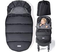 Orzbow Saco Silla Paseo Universal Invierno, Saco Carro Bebe Invierno Saco Carrito Bebe universal con Cremallera, Pile Coral, Impermeable y Detachable, Lavabile in Lavatrice, Negro