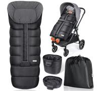 Orzbow Saco Silla Paseo Universal, Larga Saco Carro Bebe Invierno Crece Conmigo con Cremallera, Impermeable, Longitud Ajustable, Antideslizante, Fácil Usar, Cálido Forro Polar, 97/117 * 44cm, Negro