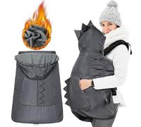 Orzbow Universal Cobertor Lluvia Porteo,Impermeable Protector Mochila Porteo con Capucha con Cordón Extraíble,Cremalleras y Bolsillos,Forro Polar Cálido (Dinosaurio,Gris Oscuro)