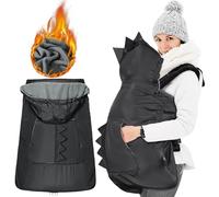 Orzbow Universal Cobertor Lluvia Porteo,Impermeable Protector Mochila Porteo con Capucha con Cordón Extraíble,Cremalleras y Bolsillos,Forro Polar Cálido (Dinosaurio,Negro)