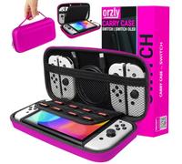Orzly Estuche de Transporte Compatible con Switch y la Nueva Consola OLED Switch - Estuche Protector de Viaje portátil Duro de Color Rosa co