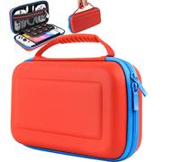 Orzly Estuche de Viaje portátil Resistente Marca Compatible con Nintendo Switch OLED y Switch Original Color Rojo/Azul neón con múltiple almacenaje para Juegos y Accesorios - edición Caja Regalo