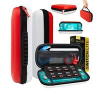 Orzly Funda para Nintendo Switch Lite - Estuche Protector rigida, para Llevar Nueva Switch Lite Consola (2019) y Sus Juegos y Accesorios - Roja/Blanca