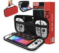 Orzly Funda para Transportar la Switch, (Roja/Blanca) Funda Dura de Viaje para Llevar la Nintendo Switch y Sus Accesorios