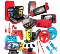 Orzly Kit Accesorios para Nintendo Switch Geek Pack con: Funda y Protector de Pantalla Switch, Empuñaduras & Volante para mandos JoyCon, Una Base de Carga USB y Un Soporte portátil, y más ColorPop