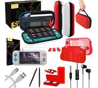 Orzly Switch Lite Accesoires, Accesorios para Nintendo Switch Lite (2019) Protectores de Pantalla de Cristal blindado, Cable de Carga USB, Funda de Consola, Funda de Cartucho, Funda de Agarre cómodo,