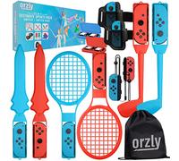 Orzly Switch Sports Pack Paquete de accesorios Nintendo Switch OLED Juegos deportivos, raquetas de tenis, palos de golf, espadas Chambara, correa para la pierna de fútbol, empuñaduras Joycon y bolsa