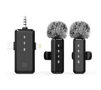 OSA Micrófono inalámbrico 3 en 1 para iPhone, Mini micrófono de Solapa para iPad, Android, Dispositivos de cámara, micrófono Lavalier inalámbrico con Pantalla LED, Micro USB C para grabación de Video