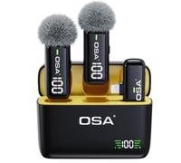 OSA Micrófono Lavalier inalámbrico para transmisión en Vivo y grabación de Video, micrófono Lavalier para iPhone iPad, micrófono con Funda de Carga y transmisor Pantalla Digital