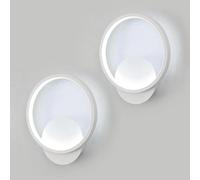 Osairous 2 Piezas Lámpara de Pared, 12W 1350LM Aplique Pared Interior LED Redonda Moderna, Luz de Pared in Acrílico para Dormitorio, Estudio, Comedor, Pasillo, Escalera, Luz Blanca Fría 6500K, Blanco
