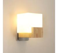 Osairous Aplique Pared Interior De Madera, E27 Lampara De Pared, Creatividad Pantalla De Vidrio, Apliques Pared Interior Para Dormitorio, Pasillo, Sin Bombilla (17*12*18 cm) (Sin Bombilla, 17*12*18cm)