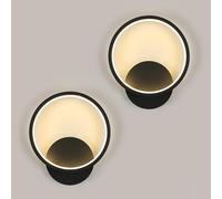 Osairous Aplique Pared Interior LED, 12W 1350LM Lámpara de Pared Redonda Moderna, Apliques de Pared in Acrílico para Dormitorio, Estudio, Comedor, Pasillo, Escalera, Luz cálida 3000K, Negro