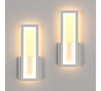 Osairous Lámpara de Pared LED Interior, 2 Piezas Apliques de Pared 16W 1800LM, Luz de LED Blanco Moderna en Acrílico Dormitorio Luz Cálida 3000K para Sala de Estar Pasillo Escalera, 32CM