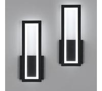 Osairous Lámpara de Pared LED Interior, 2 Piezas Apliques de Pared 16W 1800LM, Luz de LED Negro Moderna en Acrílico Dormitorio Blanco Frio 6500K para Sala de Estar Pasillo Escalera 32CM