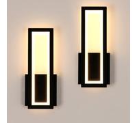 Osairous Lámpara de Pared LED Interior, 2 Piezas Apliques de Pared 16W 1800LM, Luz de LED Negro Moderna en Acrílico Dormitorio Luz Cálida 3000K para Sala de Estar Pasillo Escalera, 32CM