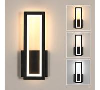 Osairous Lámpara de Pared LED Interior, Apliques de Pared 16W 2000LM, Luz de Pared Moderna en Acrílico, Iluminación de Pared Dormitorio 3000K/4500K/6500K para Sala de Estar Pasillo, Negro, 32CM