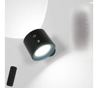 Osairous Lámpara de pared LED para interior con mando a distancia, batería recargable 1800 mAh, 3000 k-6500 K, luz de lectura táctil para salón o dormitorio, color negro