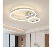 Osairous Lampara de Techo, 42W 4725LM Plafón LED Techo Moderno, Redondo Luz de Techo Acrílico para Salón Dormitorio Cocina Pasillo Comedor, Luz Natural 4500K, Cromo, Ø50cm