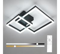 Osairous Lámpara de Techo Regulable, 36W 4050LM Plafon LED Techo con Mando a Distancia 3000K-6500K, Lamparas de Techo Salon Modernas para Dormitorio Cocina Comedor Pasillo, Negro, 52CM