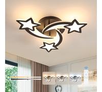 Osairous Lamparas de Techo LED 3000K-6500K con Control Remoto | Regulable Plafon LED Techo, Luz de Techo Diseño de Forma de Estrella para Cocina, Salón, Dormitorio, 36W 3240lm, Negro