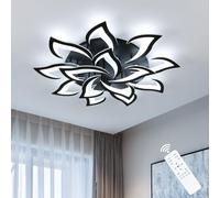 Osairous Lamparas De Techo Salon 14-Luces, Plafon Led Techo 84W 7560LM, 3000k-6500k Regulable Lamparas Techo, Lampara Techo Dormitorio con Mando a Distancia, Negro, 96 cm