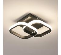 Osairous Luz de Techo Salon Negro, Plafón LED Techo Moderno 19W 2137LM, Lamparas de Techo Acrílico Cuadrado 4500K Luz Natural para Dormitorio Sala Comedor Cocina Estudio, 29CM