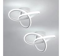 Osairous Plafon LED Techo 2 Piezas, 22W 2475LM Moderna Lámpara de Techo LED, Blanco Diseño Flor Para Comedor Corredor Cocina Dormitorio Pasillo, Luz Blanca 6500K, Dia 25CM