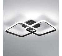 Osairous Plafon LED Techo Salon 42W 4700LM, Lamparas de Techo Negra Cuadrado Moderno, Luz de Techo Dormitorio de Acrílico Luz Blanca Fría 6500K para Cocina, Comedor, Estudio, Oficina, 64CM