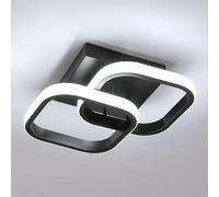 Osairous Plafon LED Techo Salon Moderno, 22W Lámpara de Techo Dormitorio de Acrílico 2250LM, Luz de Techo Cuadrada Negro para Sala de Estar Comedor Cocina, Blanca Fría 6500K, 29cm