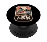 Osaka Castle Japón Retro Tren Vintage Kanji Streetwear PopSockets PopGrip Adhesivo