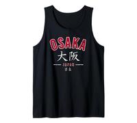 Osaka Japón arqueado en inglés y Estampado Desgastado Kanji Camiseta sin Mangas