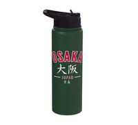 Osaka Japón arqueado en inglés y estampado desgastado Kanji Stainless Steel Insulated Water Bottle