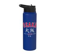 Osaka Japón arqueado en inglés y estampado desgastado Kanji Stainless Steel Insulated Water Bottle