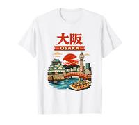 Osaka Japón Castillo Comida Vintage Viajes Gráfico Camiseta