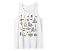 Osaka Japón Iconos Lindo Cultura Viajes Arte Ilustración Camiseta sin Mangas