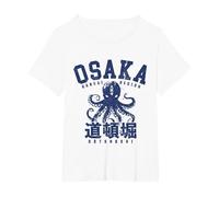 Osaka Japón Takoyaki Dotonbori Octopus Gráfico Japonés Camiseta, Mujer Tallas Grandes, Blanco, 4XL Grande
