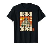 Osaka Japón Vintage Castillo Anime Atardecer Kanji Otaku Souvenir Camiseta