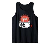 Osaka Souvenir Tori Gate Japón Sol japonés Kanji Hanko Camiseta sin Mangas