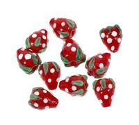 OSALADI 10 Piezas Cuentas de fresa mini Rosario pequeño diminuto vistoso cuentas espaciadoras de plástico cuentas sueltas en forma de fresa bricolaje guirnalda de cuentas el plastico rojo