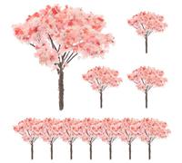 OSALADI 12 Piezas de Árboles Miniatura para Adorno de Micropaisajes Flores Artificiales, Material Abs y Esponja, Reutilizables para Sala y Oficina