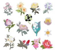 OSALADI 14 Parches Termoadhesivos Diseño de Flores Bordadas para Ropa de Algodón, Ideales para Chaquetas y Sombreros en Outfit Casual de Fin de Semana