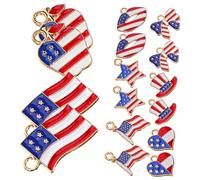 OSALADI 16 Piezas Pendientes colgantes de bandera encanto independencia nacional rayas chapadas accesorios de fabricación patriótica llave joyería patriótica collar patriótico aleación