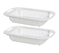 OSALADI 2 Piezas Cesta de Drenaje Ajustable en Color Blanco para Fregadero de Cocina Colador Retráctil de Pp Accesorio Esencial para Colgar Fregadero para Frutas y Verduras