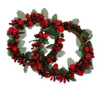 OSALADI 2 Piezas Guirnalda Navideña de Pino Bayas Rojas, Decorativa para Bodas y Tiendas, Material de Hierro y Tela de Seda, Nunca se Marchita Dispersa