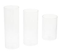 OSALADI 3 Candelabros Cilíndricos de Vidrio Transparente 5,3x8/10/12 Cm, Portavelas Resistente al Viento para Decoración de Hogar, Fiestas y Ambiente Romántico