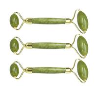 OSALADI 3 Piezas Rodillo Masajeador Facial de Jade Verde de Doble Extremo | Piedra Natural, Extremo Liso y Texturizado, Formato Compacto, Fácil de Llevar Sostener