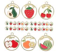 OSALADI 30 piezas Colgantes de Fruta Aleación con Esmalte Charms Pequeños para Bisutería DIY Surtido de Fresas Naranjas Aguacates Manzanas Sandías y Accesorios para Pulseras y Pendientes